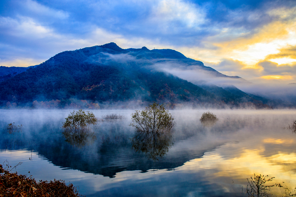 잔잔한 호수 위로 새벽빛이 천천히 번지며, 하얀 해무가 숲과 산을 포근히 감싸는 시간.세상의 소리가 멈춘 듯 고요하고, 눈앞에 펼쳐지는 풍경은 마치 한 폭의 동양화 같습니다.이른 새벽에만 허락되는 이 순간은, 진안호가 여행자에게 선물하는 가장 순수한 감동입니다.
