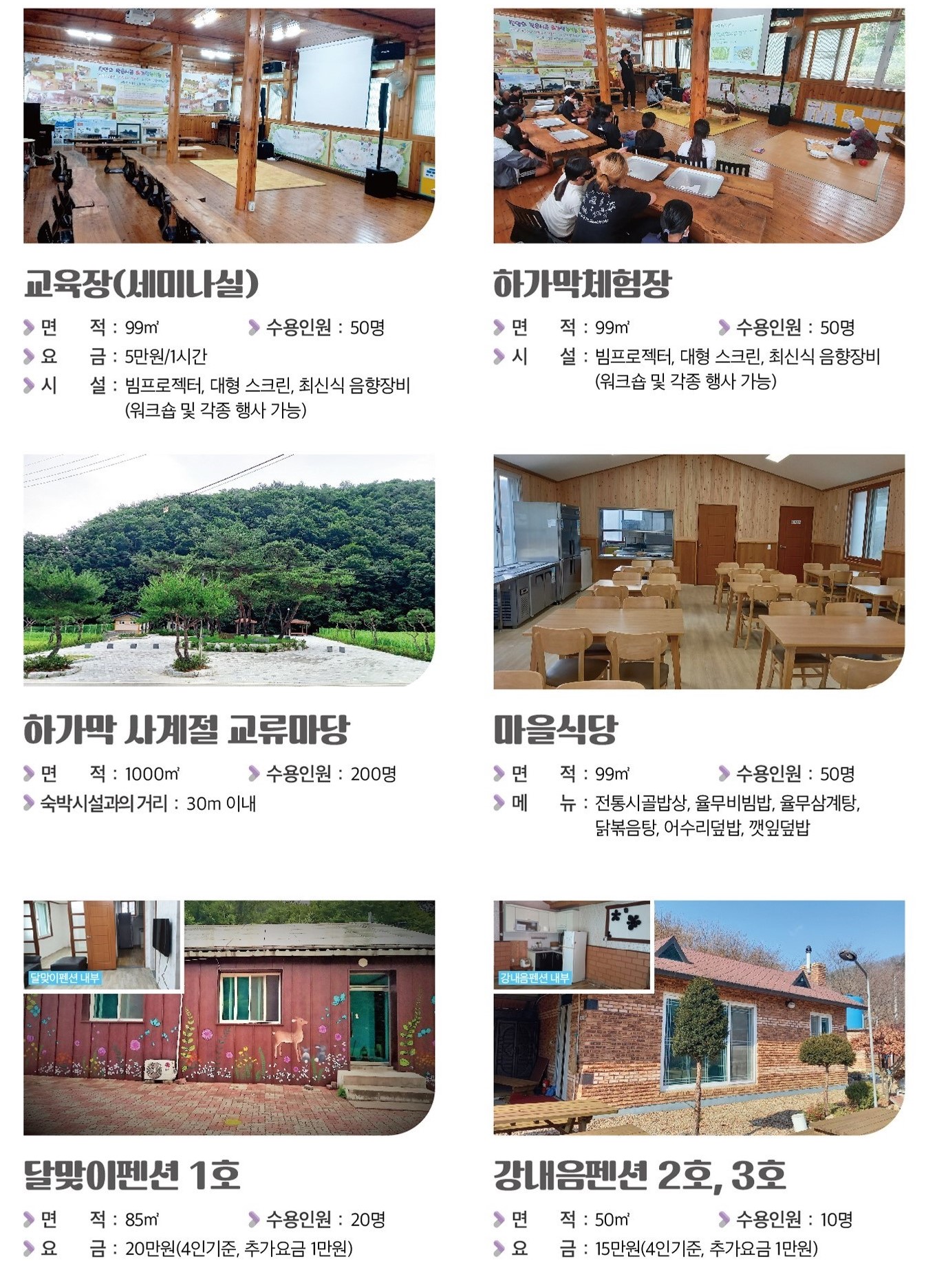 하가막 마을 주요 편의시설 안내입니다.